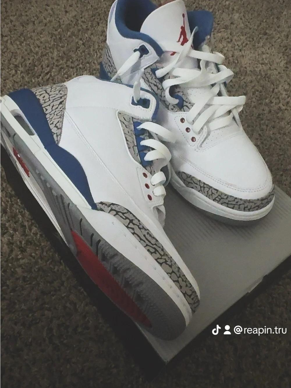 Jordan Men’s White/Blue Retro Elephant-Print Sneakers
